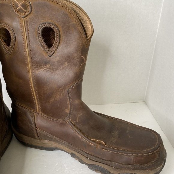 Twisted X Men's 11" Pull-On Hiker Boot Distressed Saddle/Saddle 13W Waterproof - Picture 7 of 9